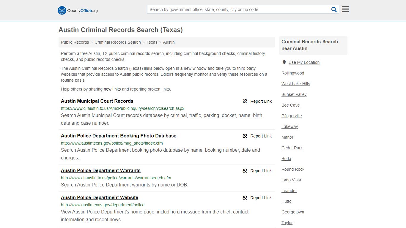 Austin Criminal Records Search (Texas) - County Office